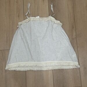 NWT Camisole Cream Linen-Like Women's Small Fringe Boho Cottagecore Beach Layer